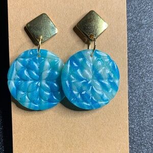 Blue and Gold Geometric Earrings